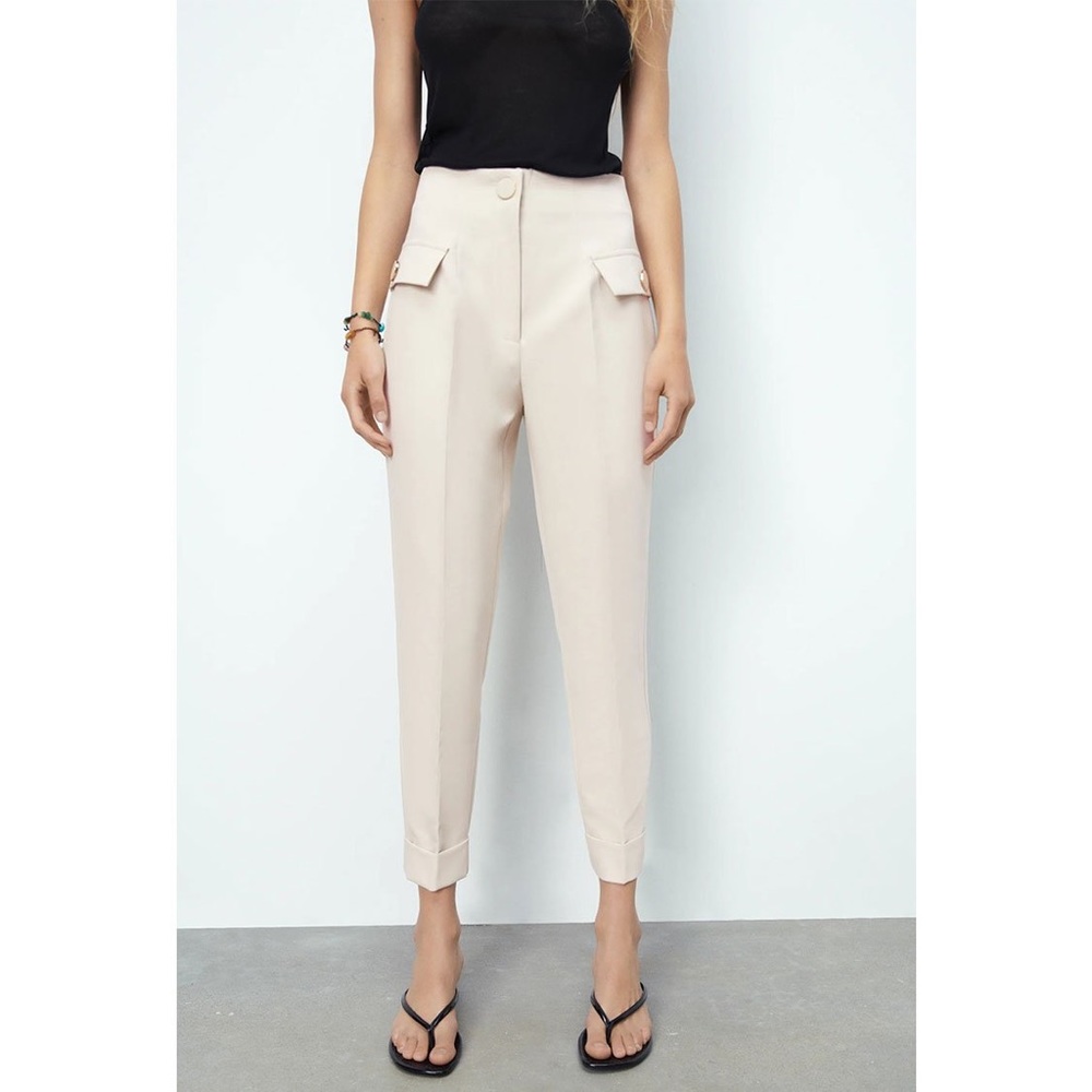 Zara pants with high waist size Small cream   1608+039+251